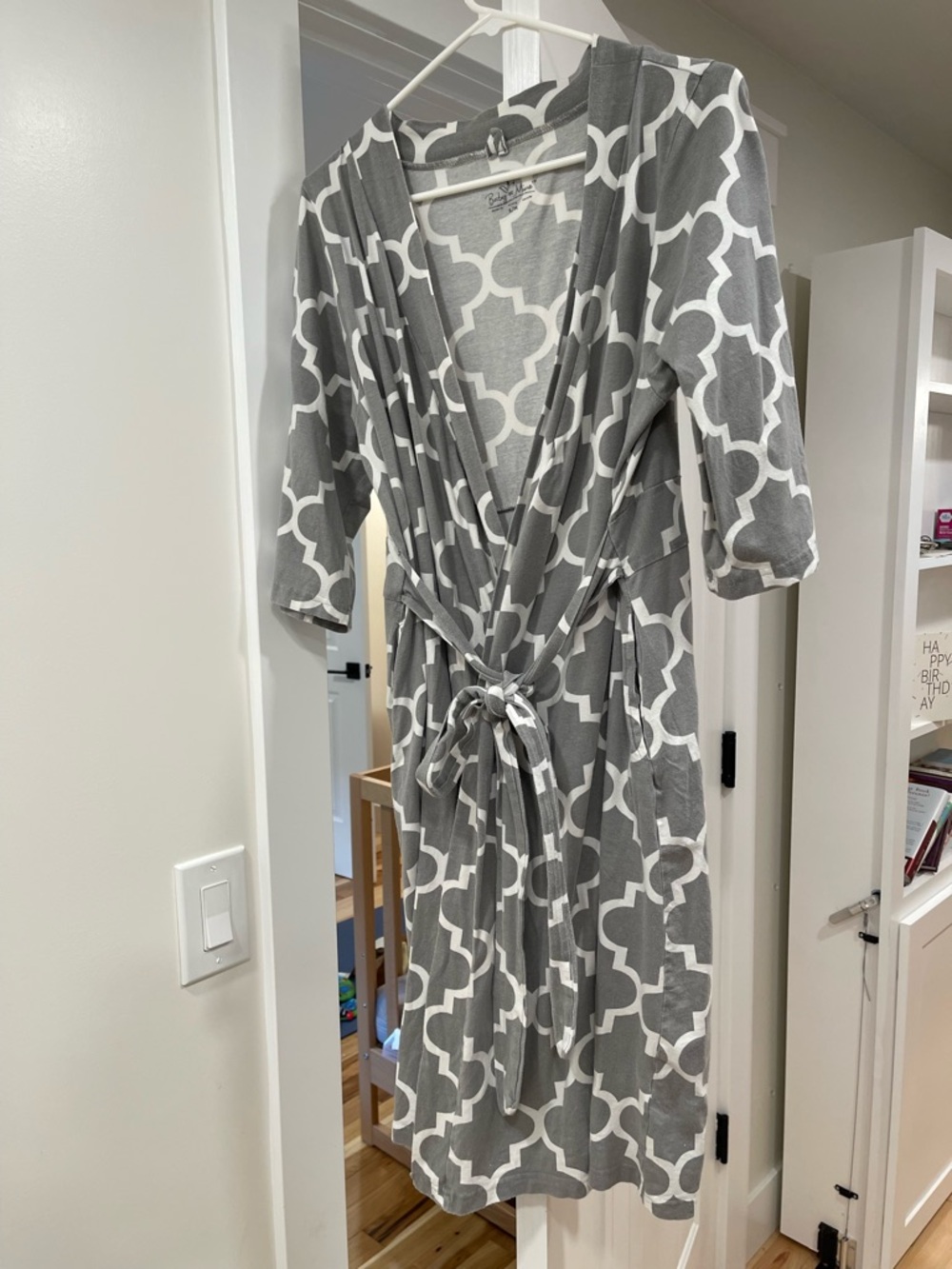 Baby be mine gray patterned robe